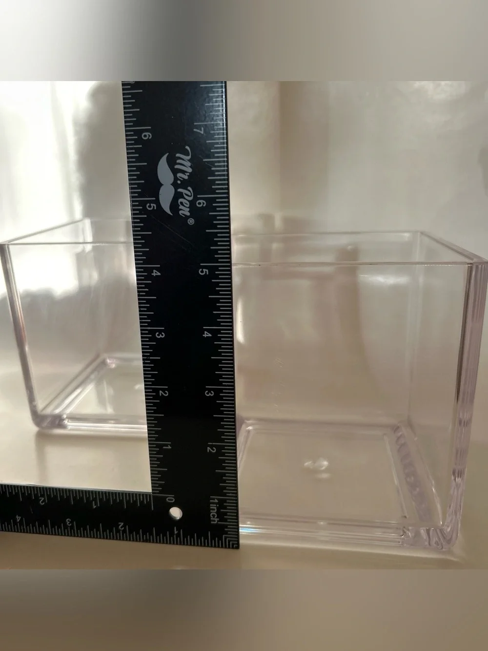 Set of 2 Clear Plastic Cube Storage Containers Bins 4.75